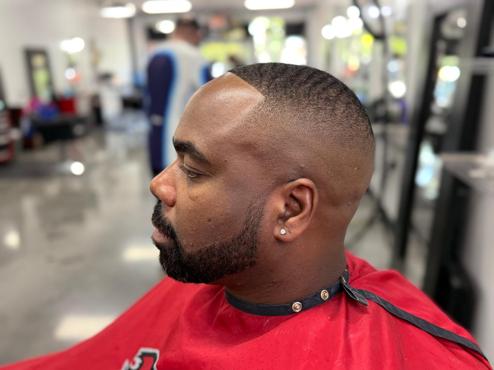 Finished wave cut, fade, and shaped beard